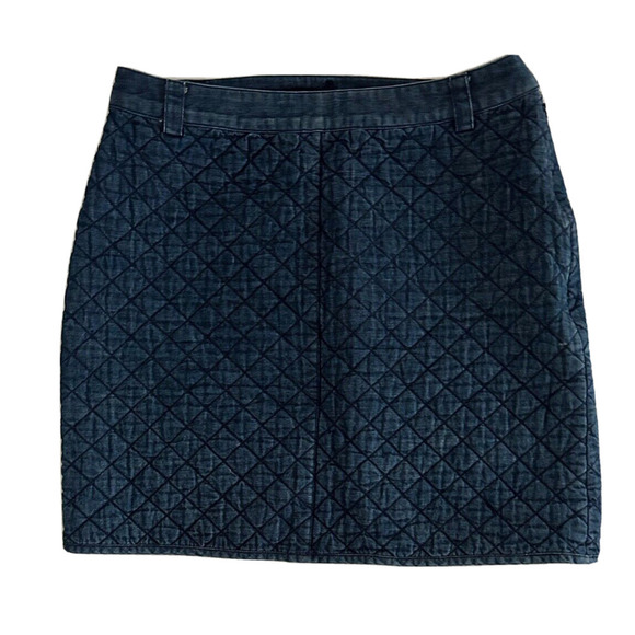 Brooks Brothers | Women's Blue Denim Quilted Mini Skirt Size 10 - Picture 3 of 11
